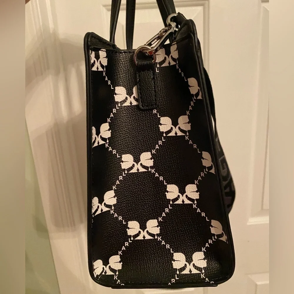 NWT Karl Lagerfeld Paris Maybelle Tote Bag Black White Logo MSRP $198